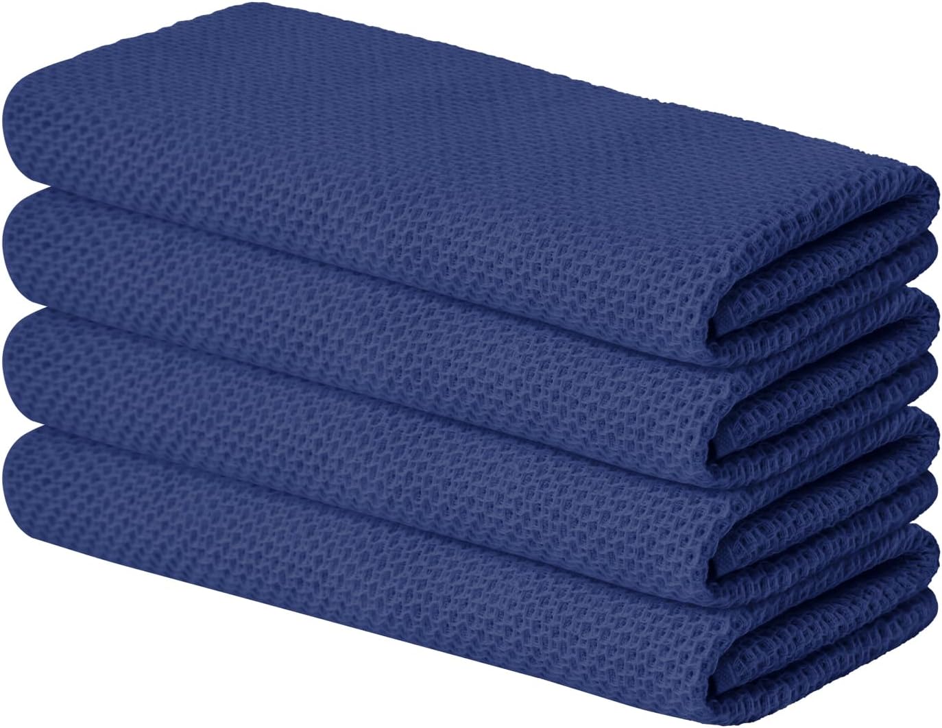 Artoid Mode 100% Cotton Navy Blue Waffle Weave Kitchen Dish Cloths, 13x28 Inch Ultra Soft Absorbent