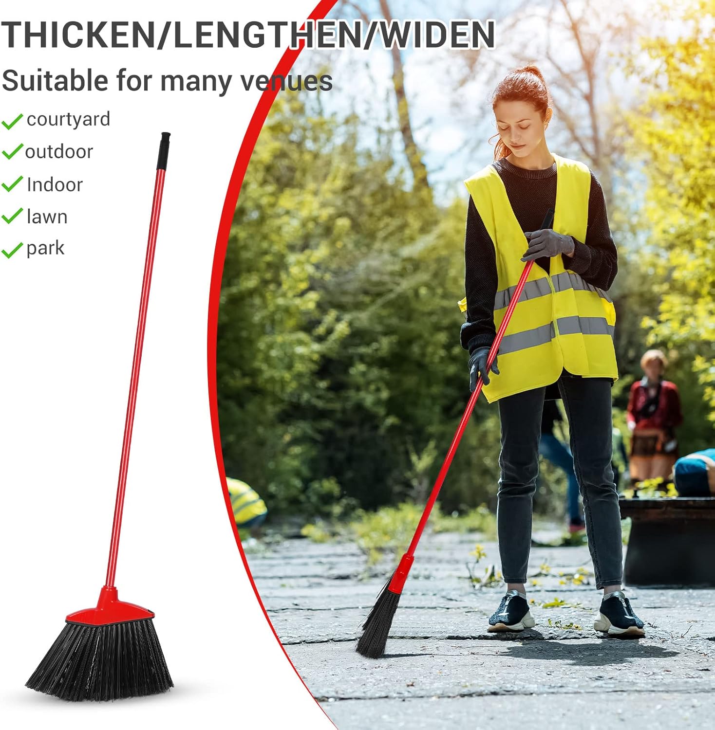 WILLBOND 20 Pcs Heavy Duty Broom Outdoor Indoor Commercial Angle Brooms Bulk for Courtyard Garage