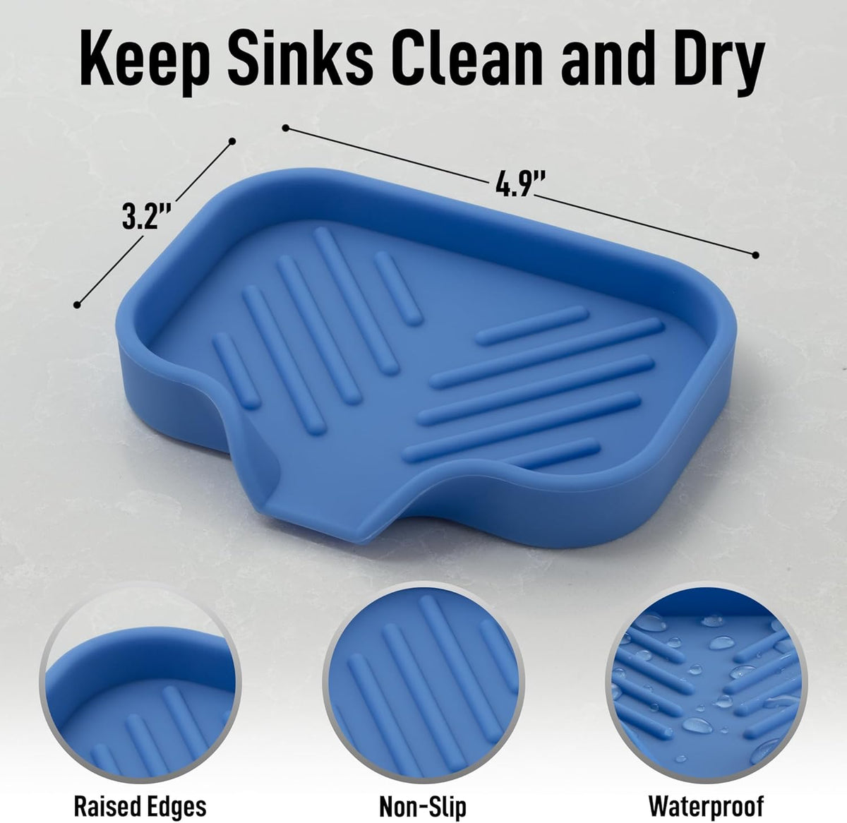 Zulay Kitchen Small Silicone Sponge Holder (4.9x3.3”) – Space-Saving Sink Organizer Tray for