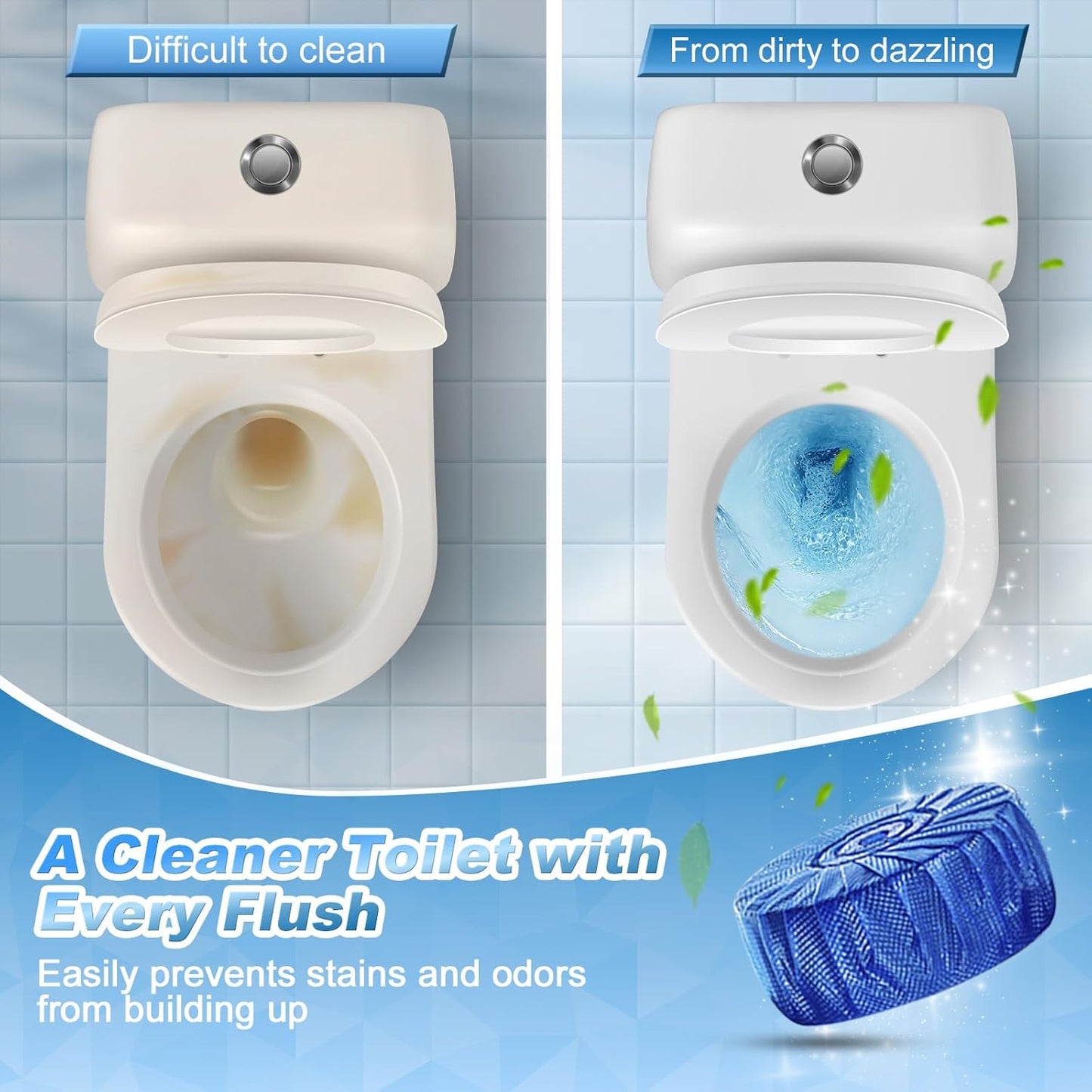 KIISIISO Automatic Toilet Bowl Cleaners Tablets,18 Pack Multipurpose Commercial Household Bathroom