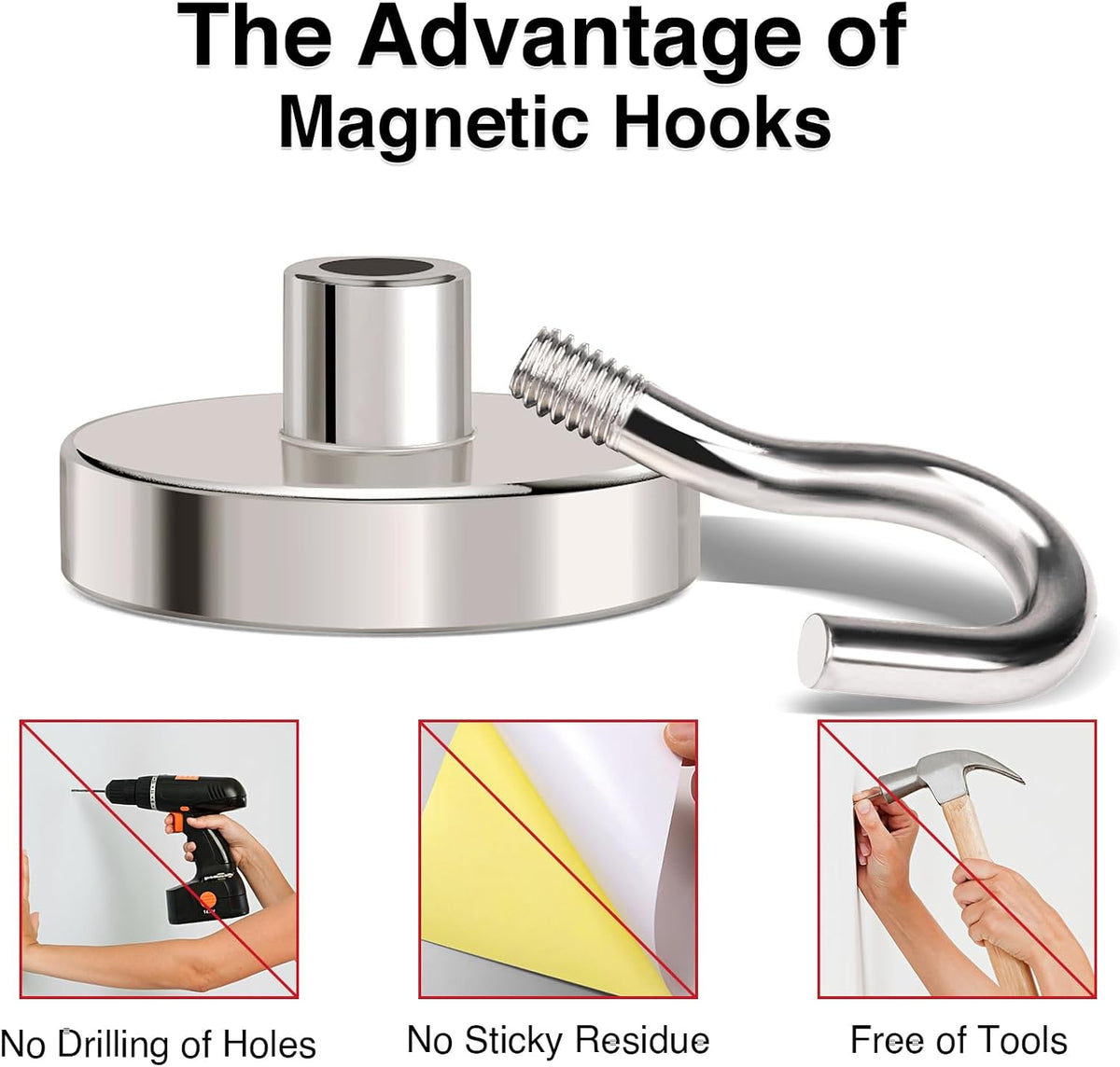 MIKEDE Magnetic Hooks Heavy Duty,110LB+ Strong Magnet with Hook, Super Neodymium Cruise Hooks