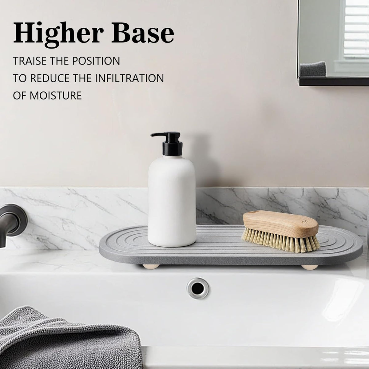 Instant Dry Sink Caddy Organizer, Fast Drying Sink Caddy, Water Absorbing Stone Sponge Holder for