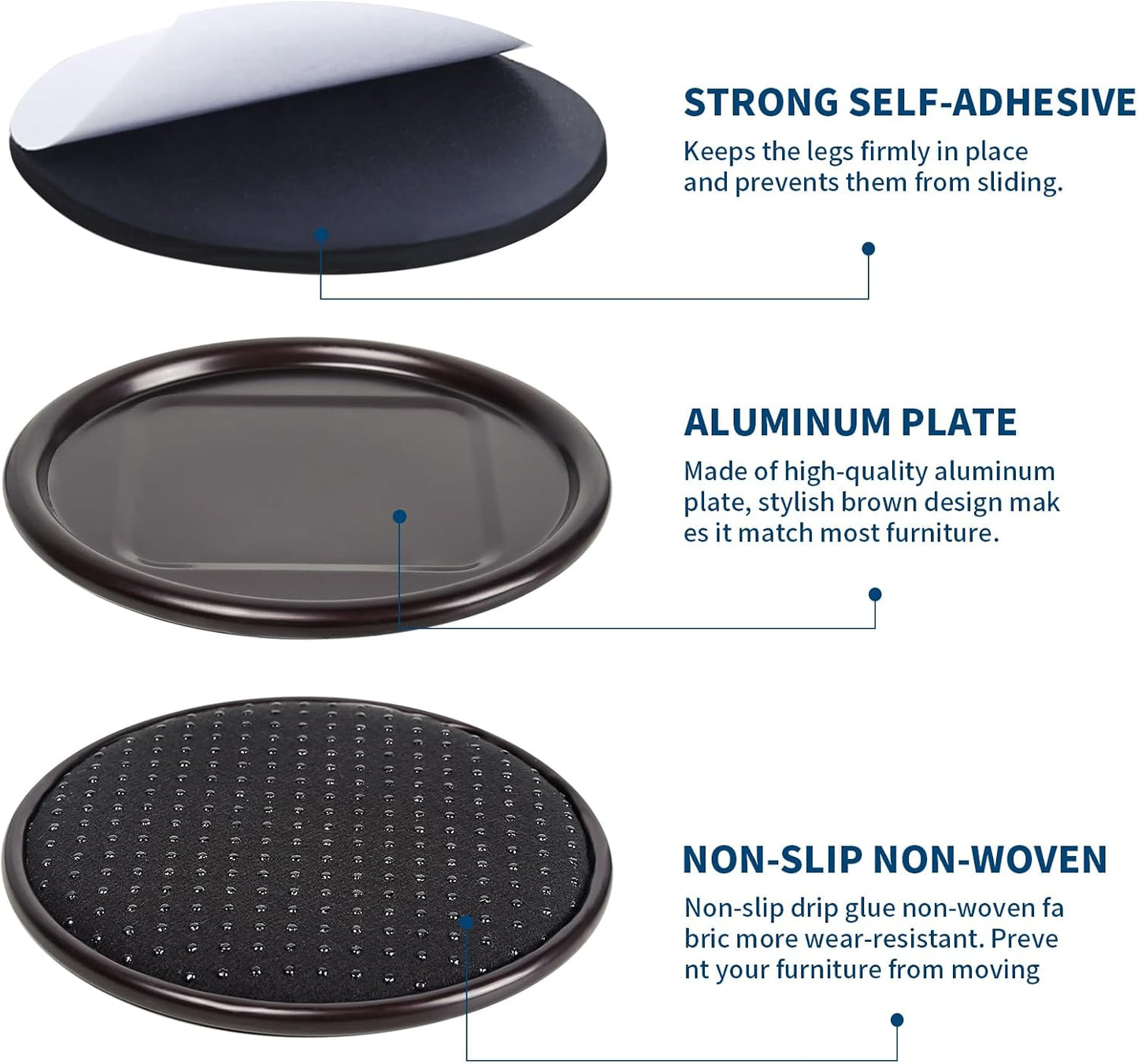 Ezprotekt 4 inch Round Non Slip Furniture Pads for Hardwood & Tile Floors, 16 Pcs Non Skid