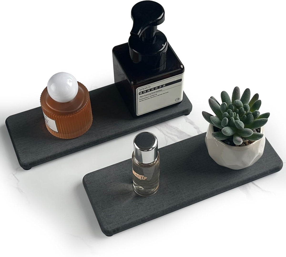 2 Pcs Water Absorbing Stone Trays, Kitchen/Bathroom Sink Soap Dish, Diatomite Tray Used for Hand