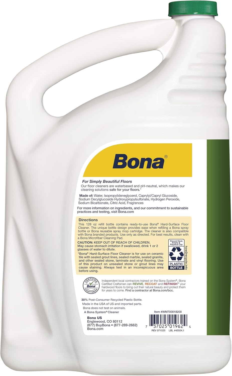 Bona Multi-Surface Floor Cleaner Refill - 128 fl oz - Lemon Mint - Residue-Free Floor Cleaning