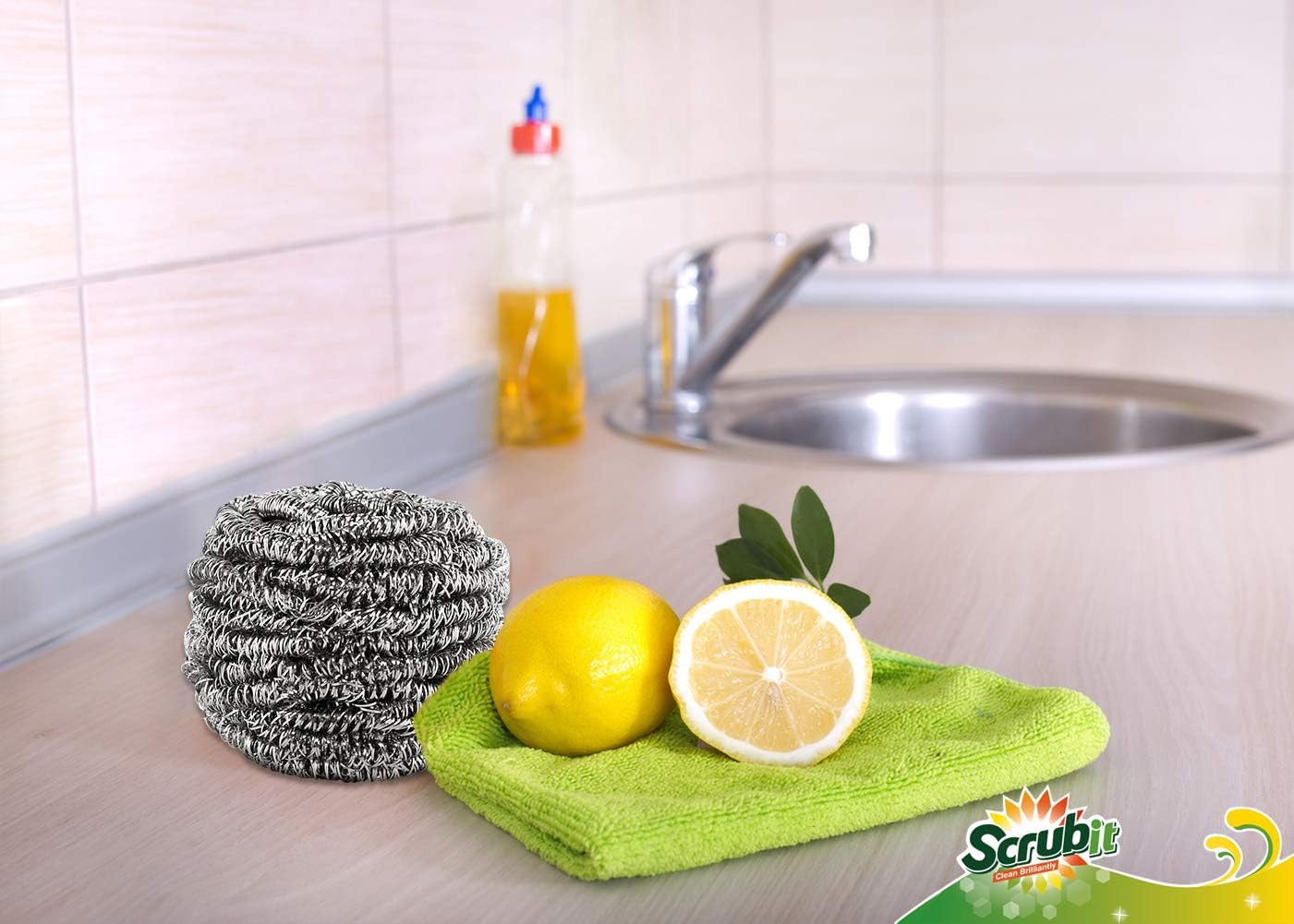 12 Pack Stainless Steel Scourers by Scrub It – Steel Wool Scrubber Pad Used for Dishes, Pots, Pans