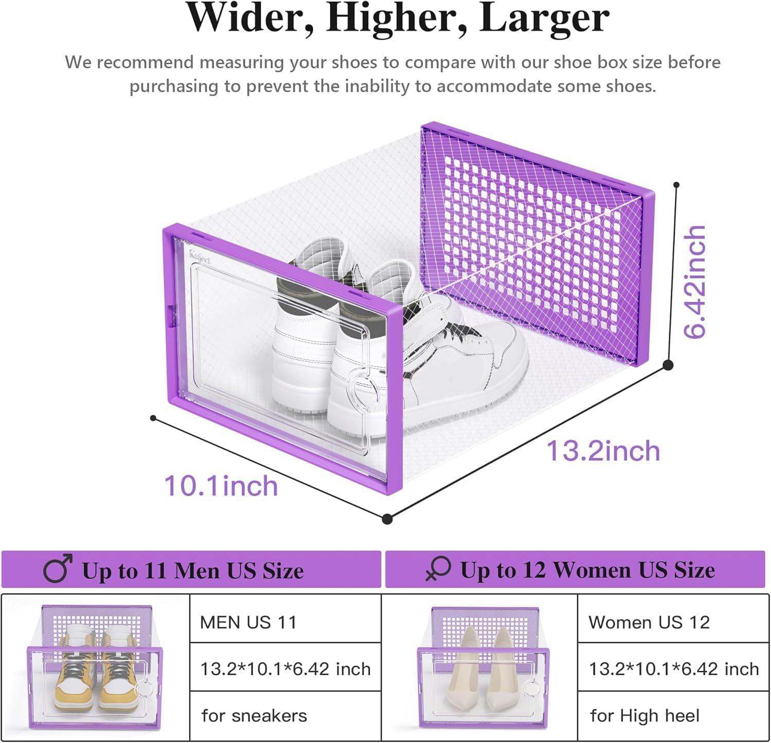 Kuject X-Large Shoe Storage Boxes Organizers Clear Plastic Stackable 12 Pack, Shoe Rack & Holder