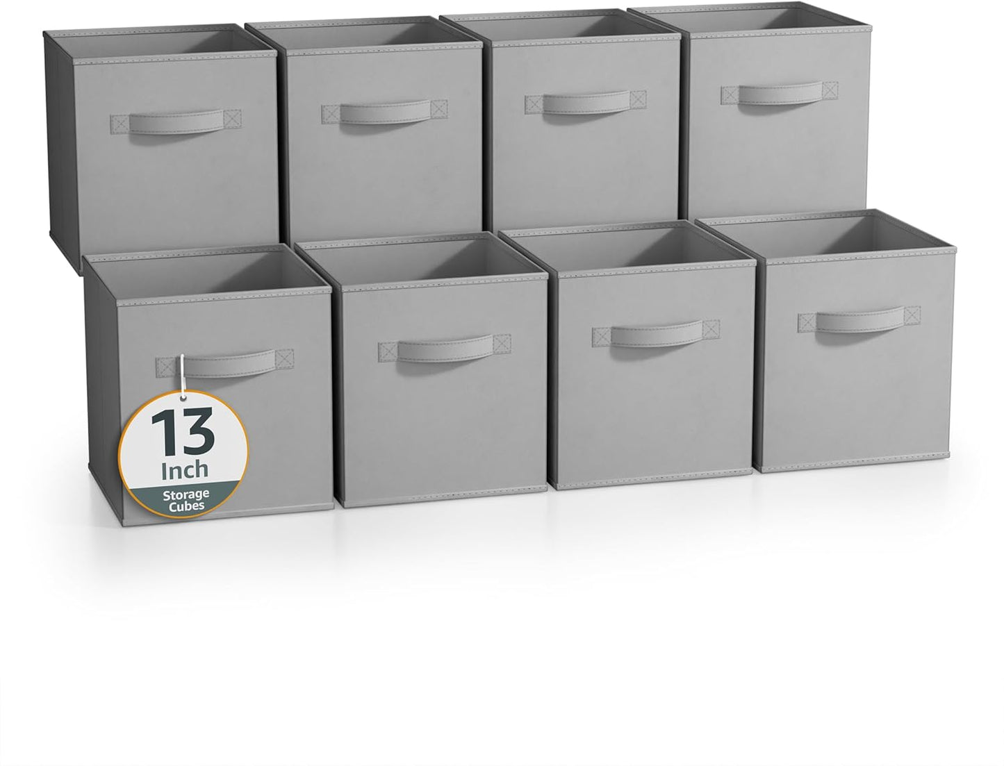 Sorbus 13 Inch Storage Bins - Sturdy Collapsible Fabric Storage Cubes with Handle - 8 Foldable