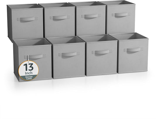 Sorbus 13 Inch Storage Bins - Sturdy Collapsible Fabric Storage Cubes with Handle - 8 Foldable
