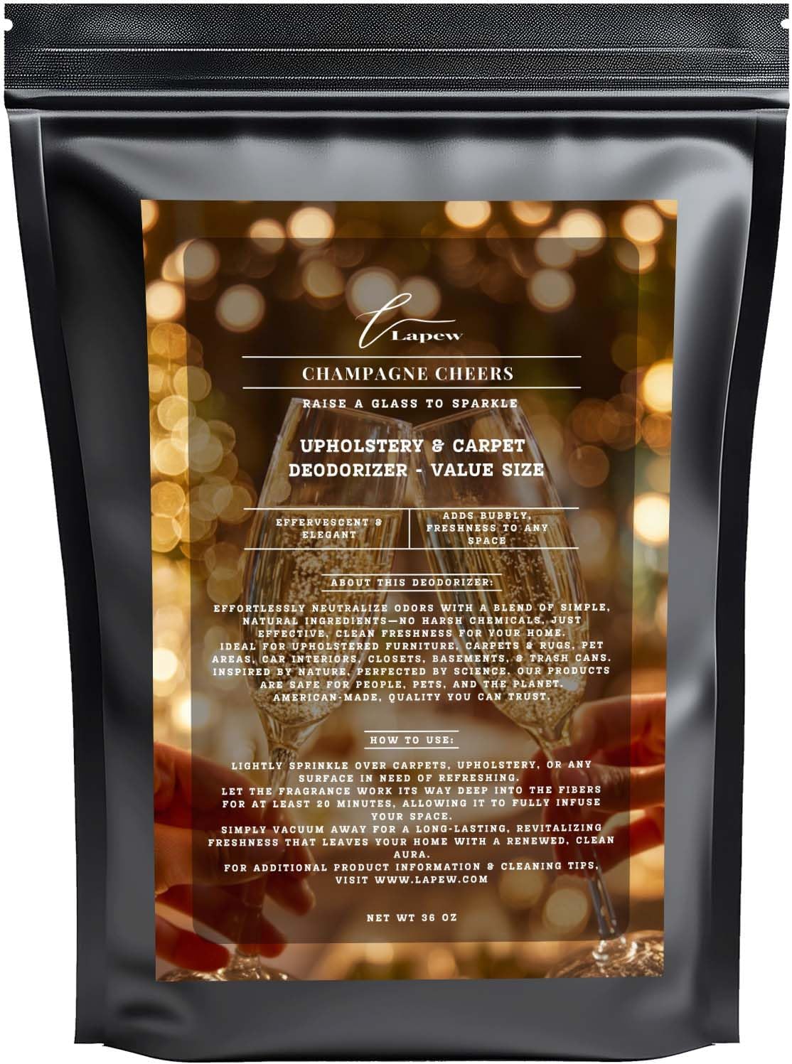 Champagne Cheers Carpet Freshener Powder Refill 36 oz | Powerful Odor Eliminator for Home |