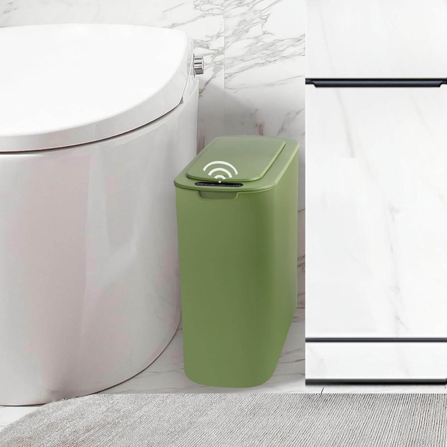Automatic Motion Sensor Bathroom Trash Can with Lid, 2.6 Gallon Touchless Trash Bin, Smart Garbage