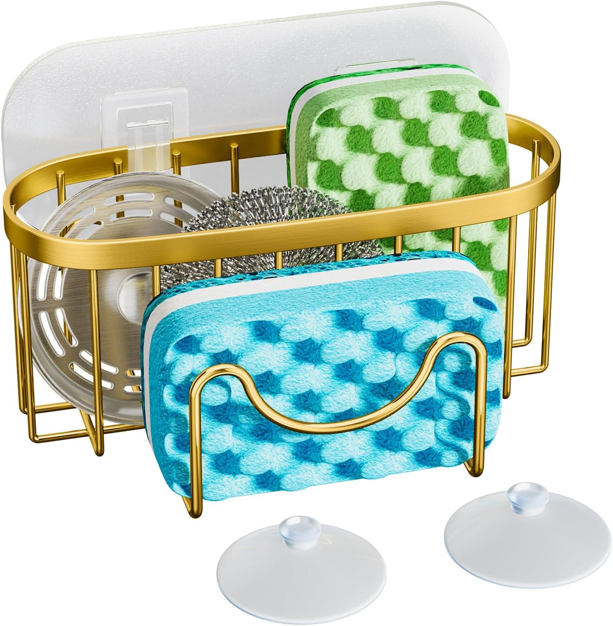HapiRm Multifunctional Sponge Holder - 2 Installation Methods Sink Caddy with Unique M-shaped