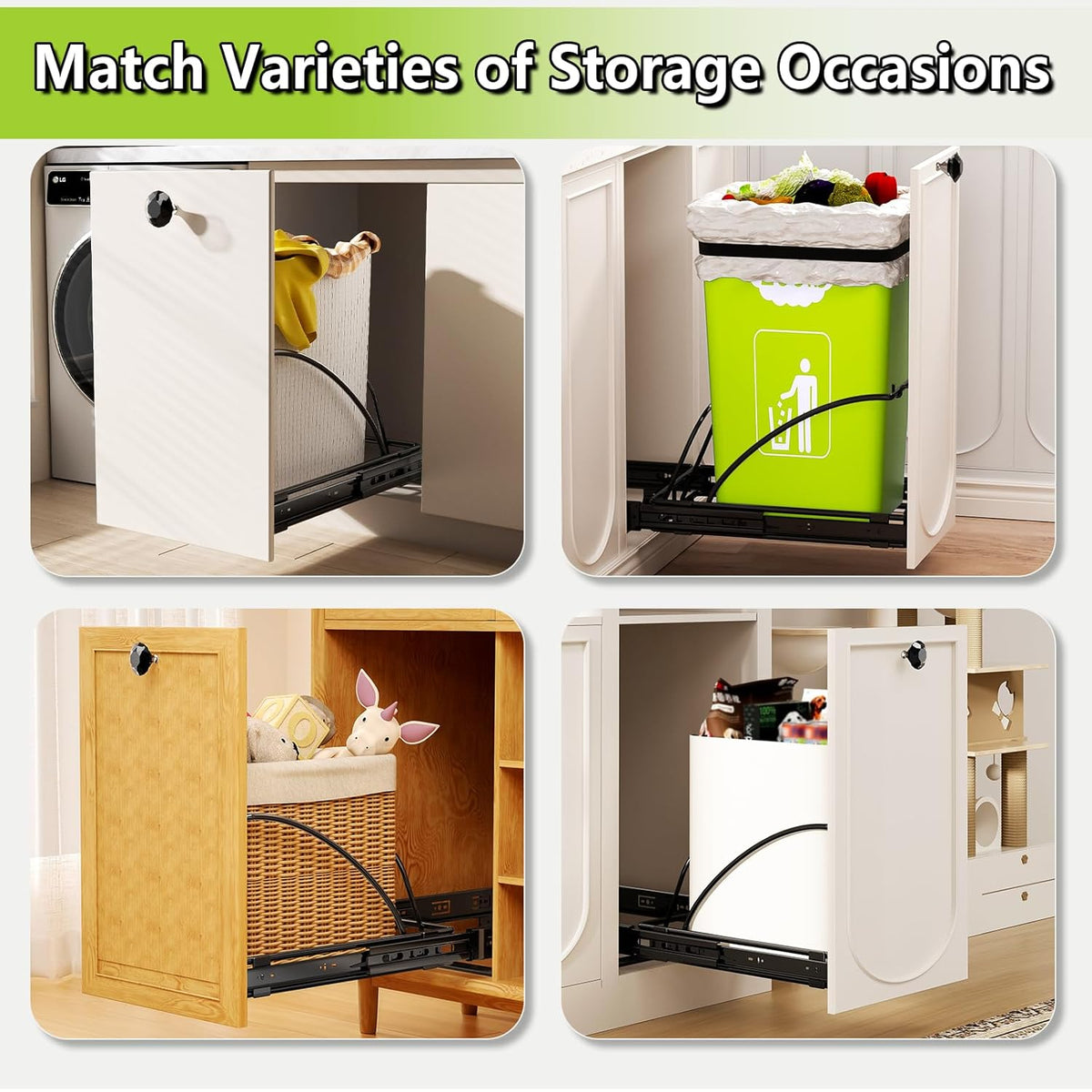 Pull Out Trash Can Under Cabinet 7-13 Gallon 50 Qt Under Sink Trash Can Pull Out Trash Can for