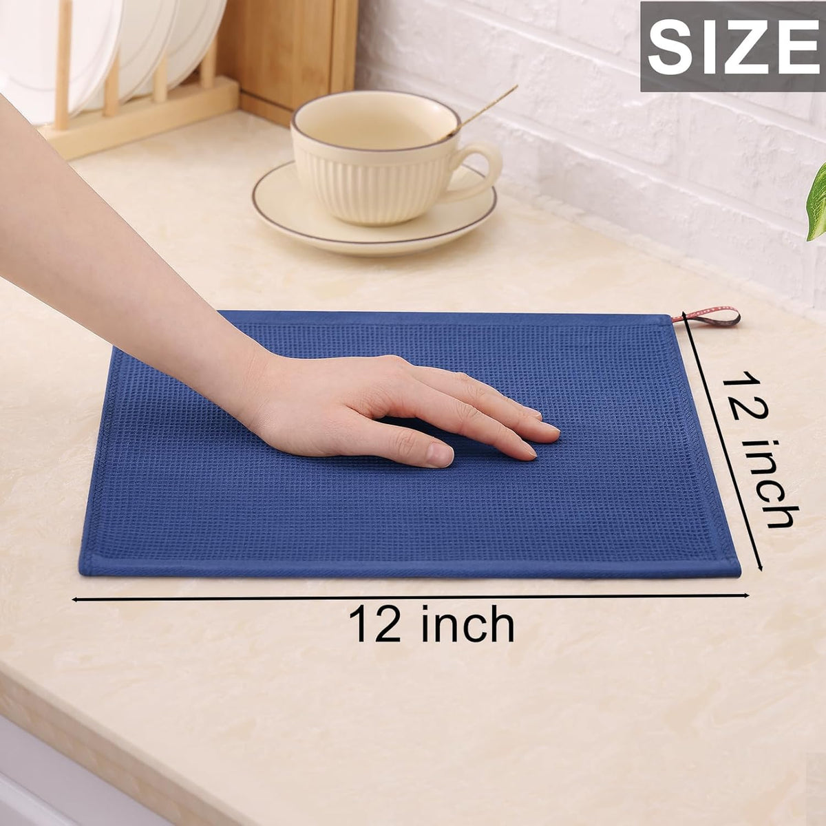 Homaxy 100% Cotton Waffle Weave Dish Cloths - 12 Pack Soft and Absorbent Dish Towels - 12 x 12
