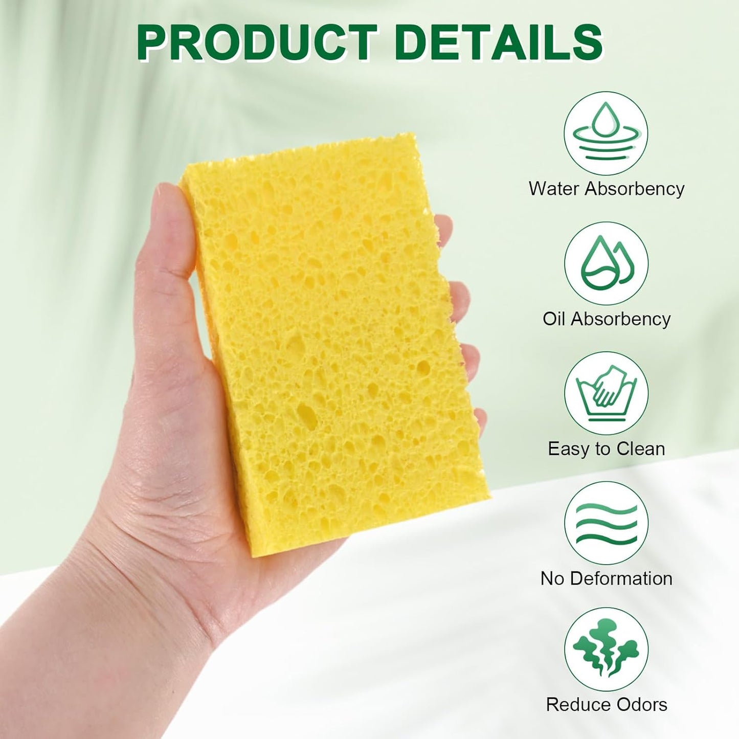 12-Pack Kitchen Sponges, Condense Eco Cellulose Non-Scratch Scrub Heavy Sponge for