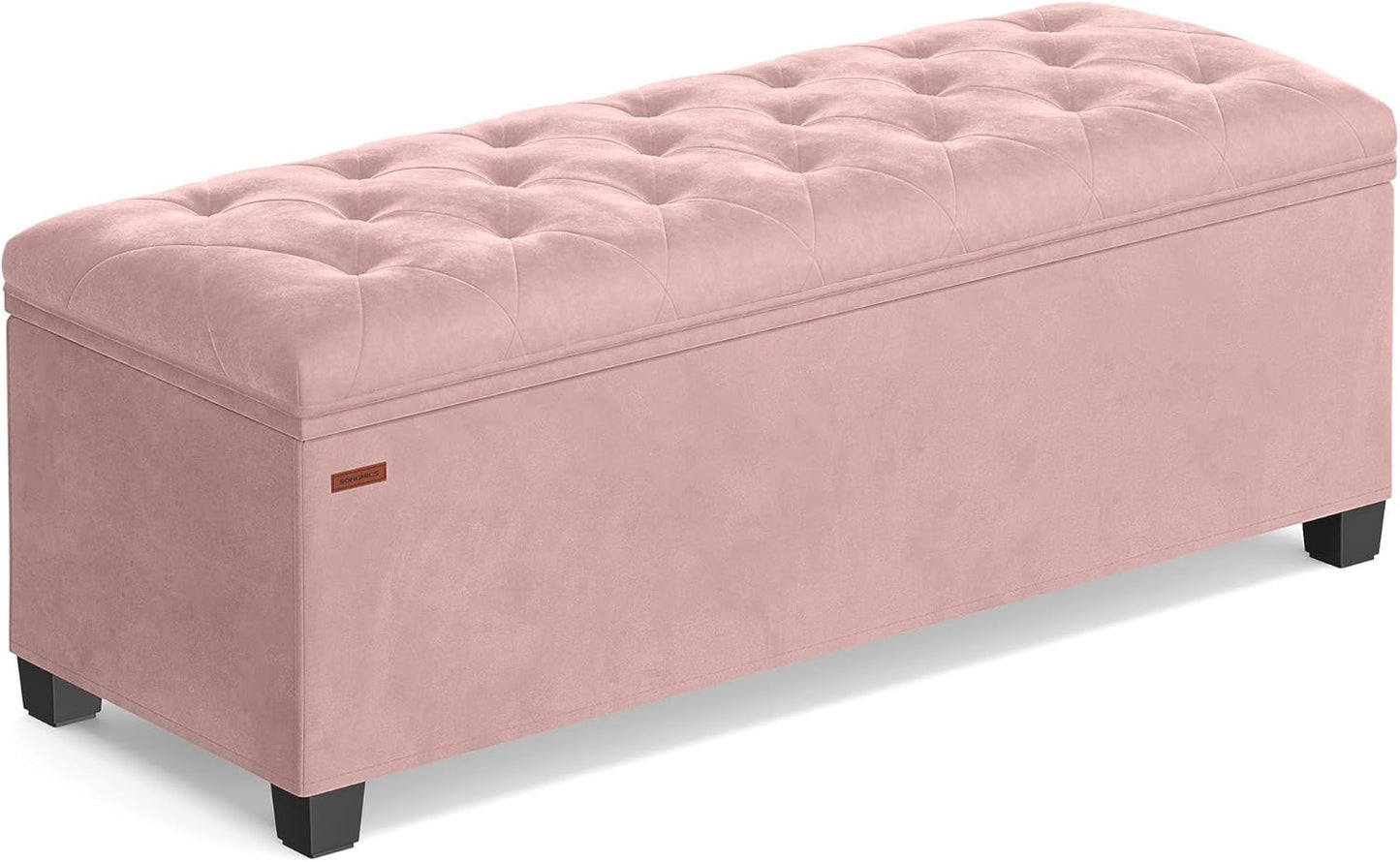 SONGMICS Velvet Storage Ottoman Bench, Foot Rest with Legs, 15.7 x 43 x 15.7 Inches, End of Bed