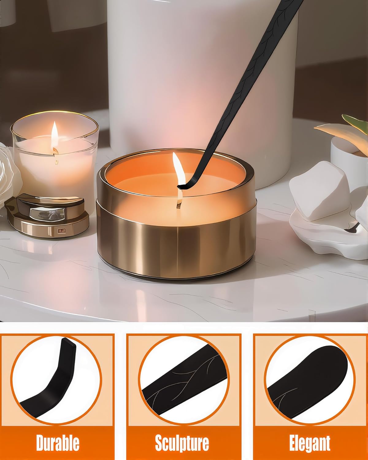 5 in1 Candle Accessory Set with Rechargeable Candle Lighter, Candle Wick Trimmer, Candle Wick