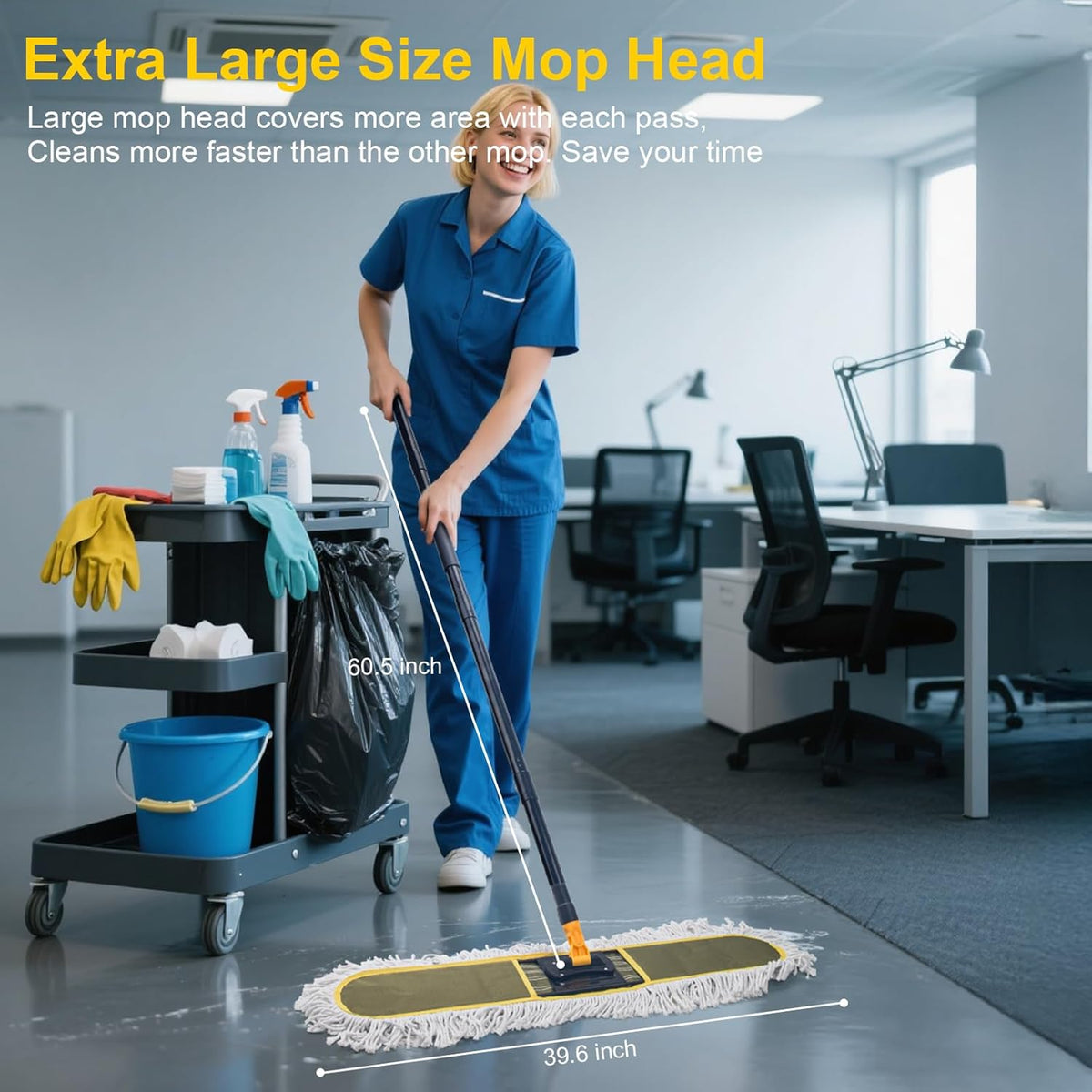36" Commercial Dust Mops for Floor Cleaning with Replacement Mop Pad, Heavy Duty Large Dust Mop for
