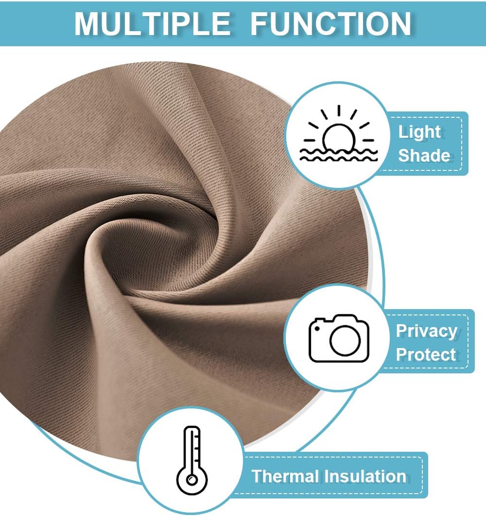 RYB HOME Curtains for Bedroom 72 inches Long, Blackout Thermal Insulating Window Treatment Drapes