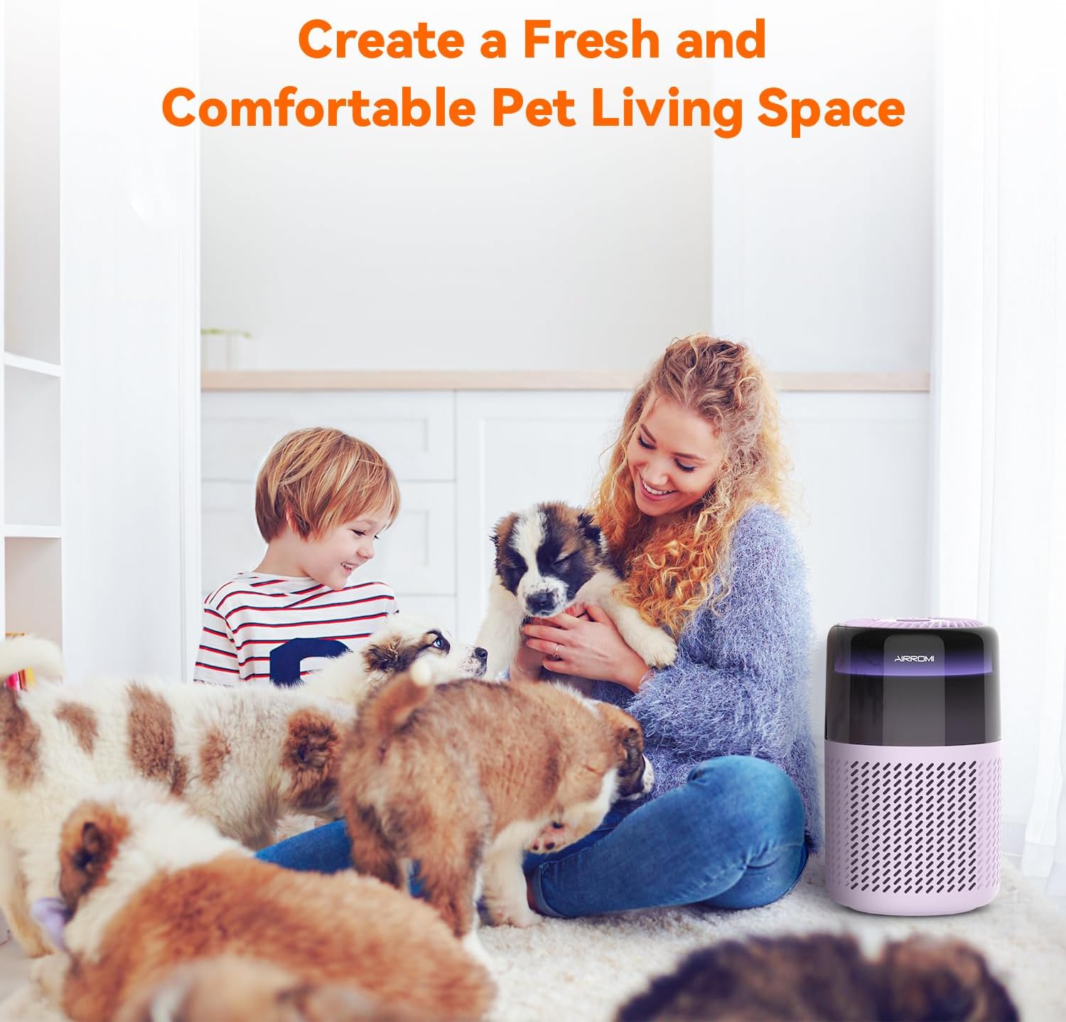 AIRROMI Air Purifier for Bedroom Home,HEPA Filter,Covers Upto 549 Ft²,Quiet 360°intake Air Cleaner