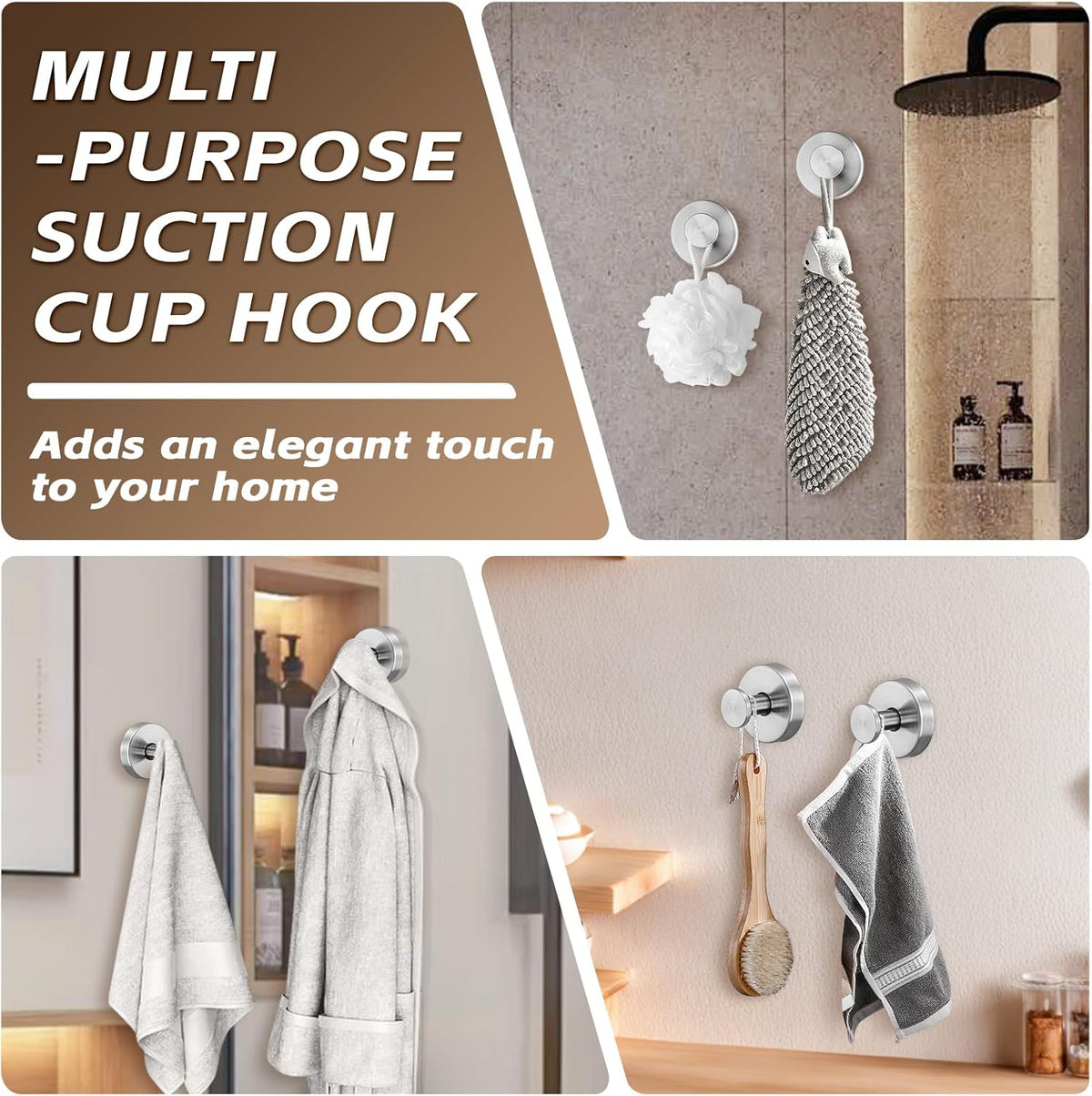 Reusable Heavy Duty Suction Cup Hooks for Kitchen/Bathroom/Shower - Wet-Proof Hooks for Towels