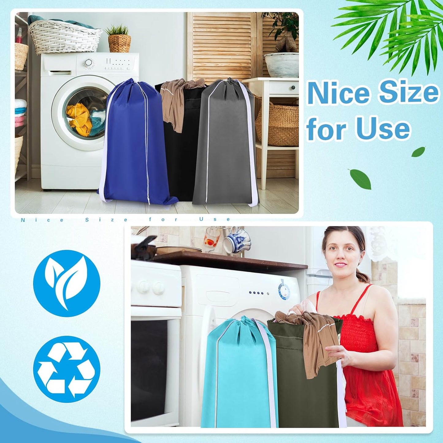 10 Pcs Nylon Extra Large Laundry Bag with Strap Travel Laundry Bags with Drawstring Closure