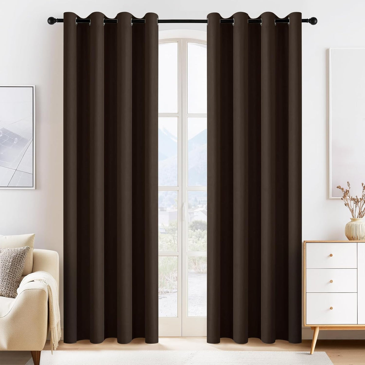 PONY DANCE Blackout Curtain Panels - Window Treatments Room Darkening Thermal Insulated Drapery