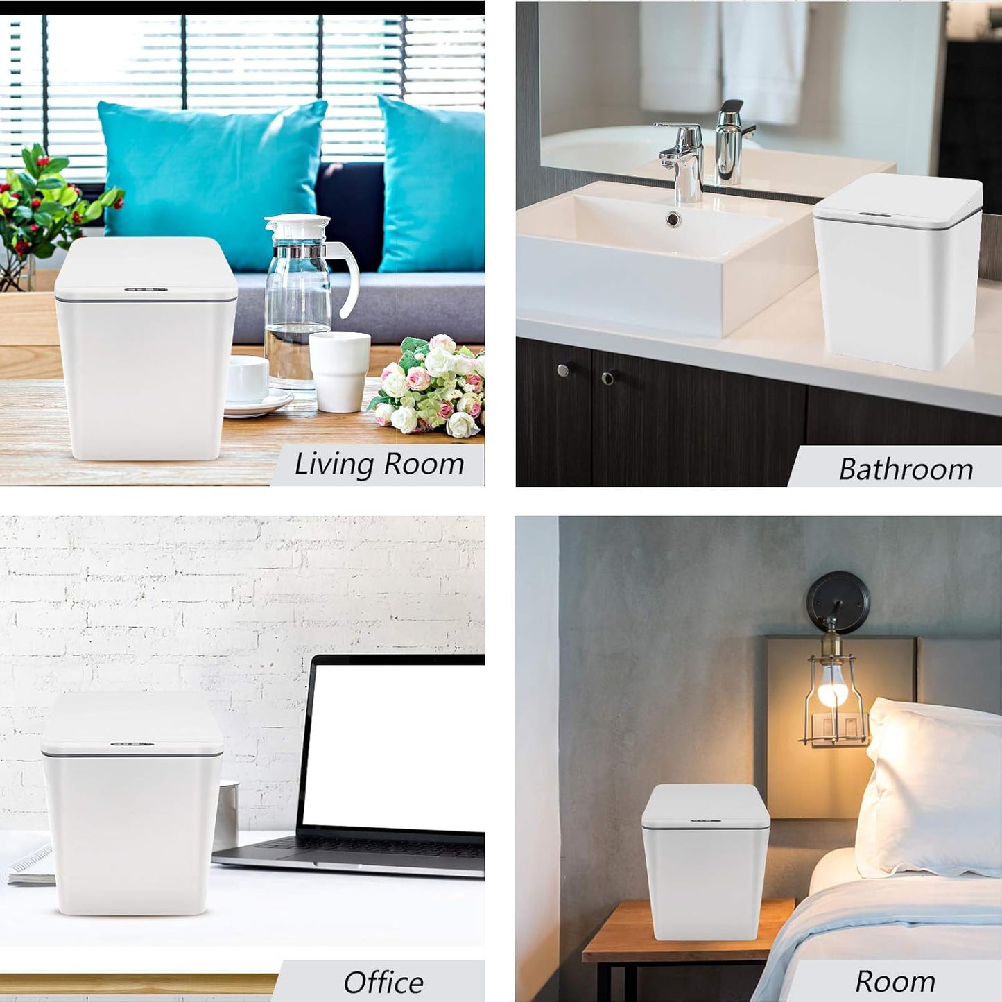 Automatic Small Countertop Trash Can with Lid, 1.5 Gal/6L Toucheless Mini Waste Bin for Office