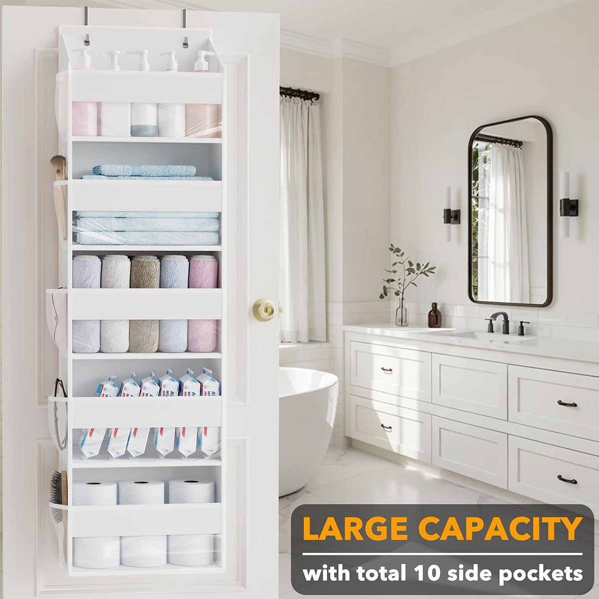 SpaceAid 2 Pack Over The Door Organizer with 5 Large Pockets and 10 Mesh Side Pockets, 5 Layers