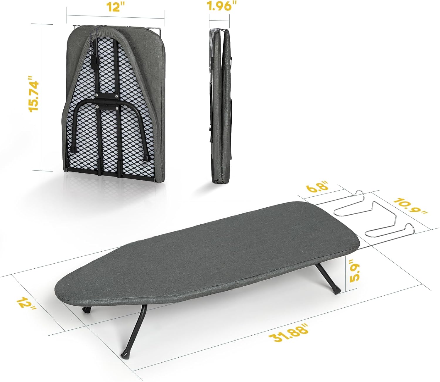 Small Ironing Board Tabletop, RAINHOL Compact Portable Iron Board Foldable with Cover and Pad