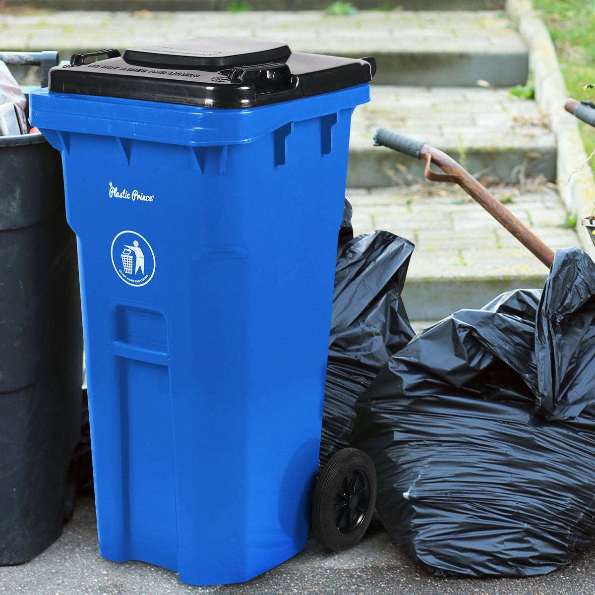 32 Gallon Trash Can Outdoor Recycling Bin with Lid and Wheels Heavy Duty Rolling Garbage Can with