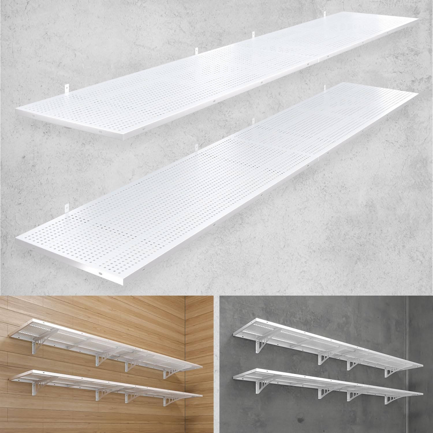 4-Pack 1.5x4ft Heavy Duty Garage Wall Shelving, 1000 lbs Load Capacity, Garage Storage Rack with