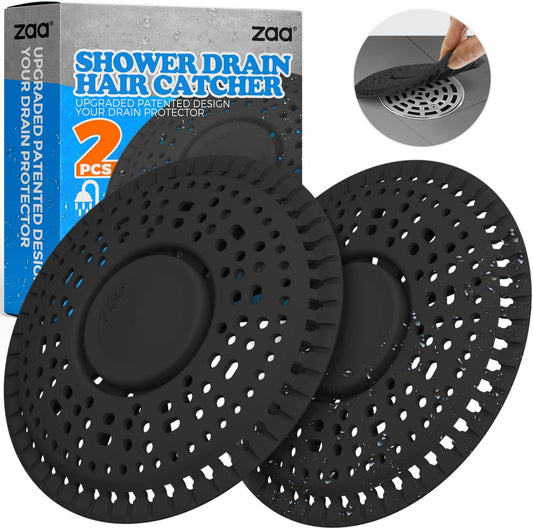 zaa Shower Drain Hair Catcher, Upgraded 2Pack Premium Silicone Drain Protector & Shower Drain Cover