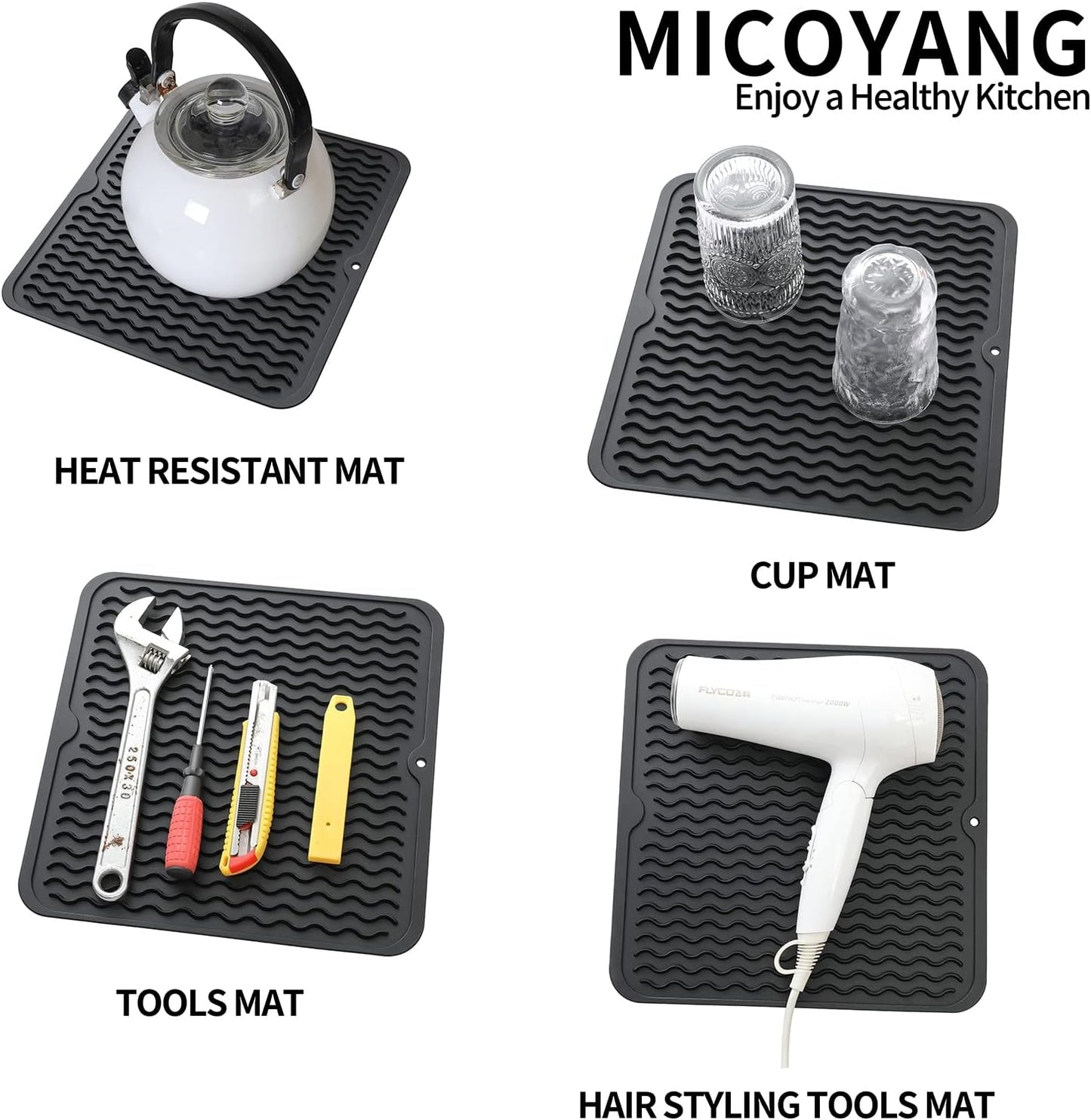 Silicone Dish Drying Mat for Multiple Usage,Easy clean,Eco-friendly,Heat-resistant Silicone Mat for