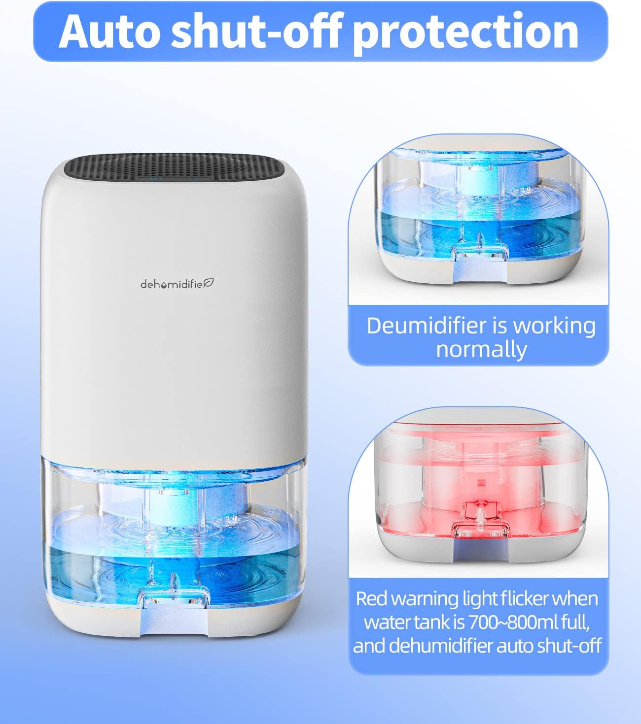 Dehumidifier,TABYIK 35 OZ Small Dehumidifiers for Room for Home, Quiet with Auto Shut Off