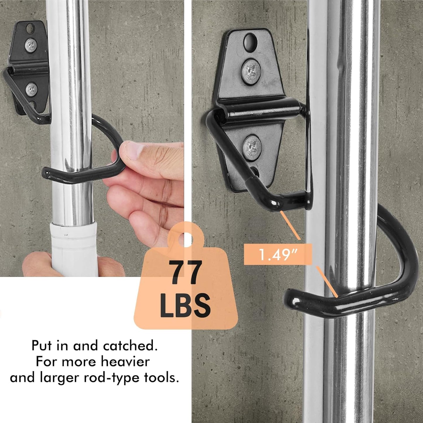 LIGHT DUST Broom Holder Wall Mount - 6 Pack Tool Hangers Garage Wall Hanging Organizer - Heavy Duty