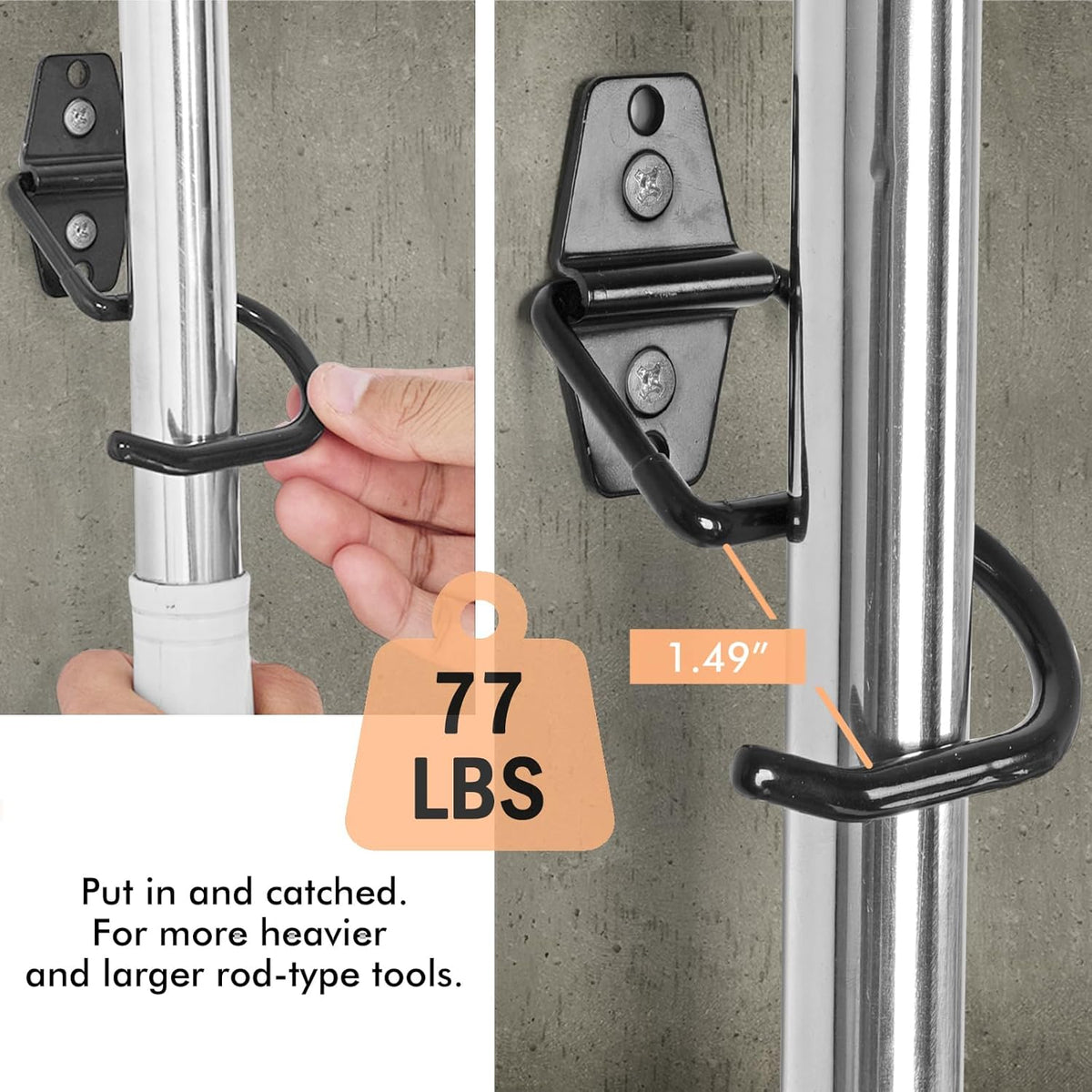LIGHT DUST Broom Holder Wall Mount - 12 Pack Tool Hangers Garage Wall Hanging Organizer - Heavy