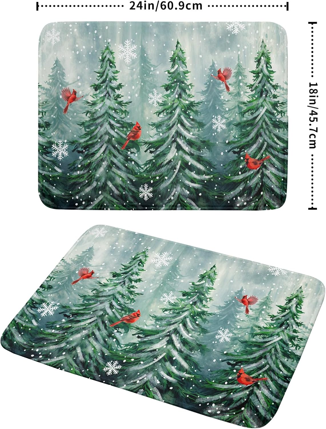Winter Pines Tree Dish Drying Mats for Kitchen Counter, Christmas Tree Dish Mat Absorbent