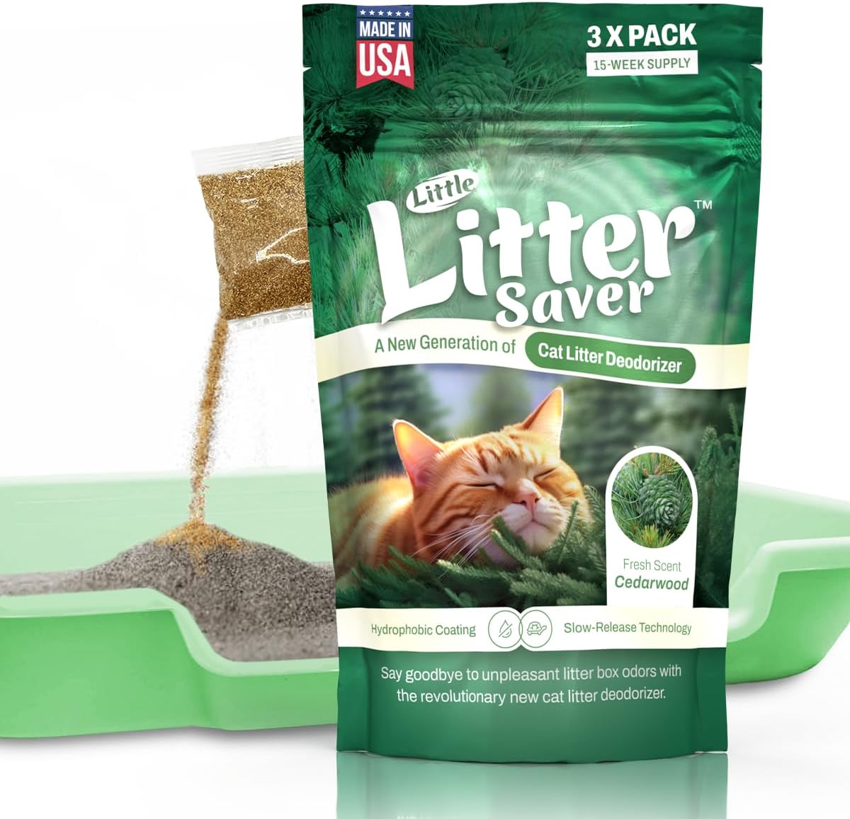 Little Litter Saver | a New Generation Of Cat Litter Box Deodorizer | Unique Formula for Slow