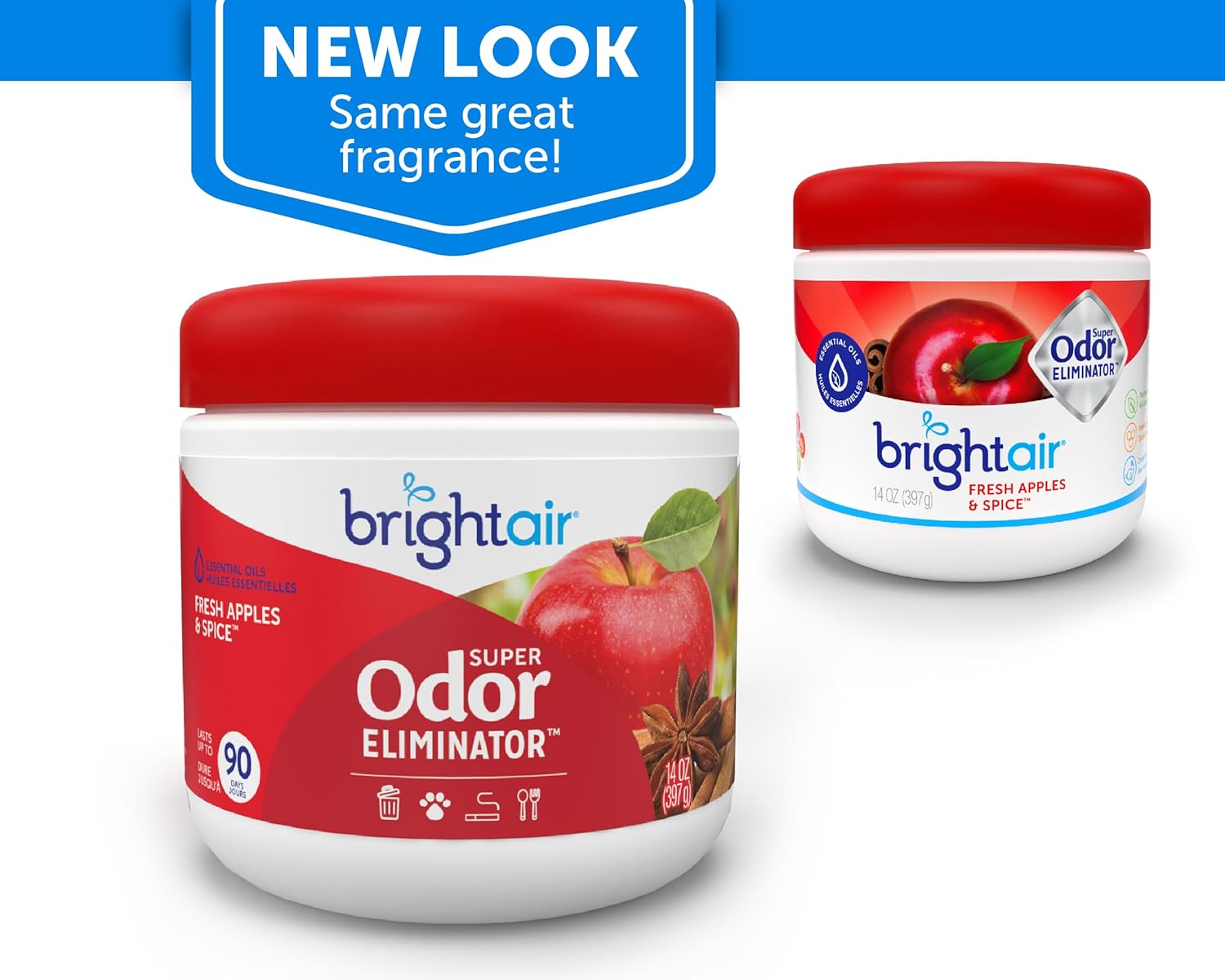 Bright Air 14 oz. Super Odor Eliminator, for Medium-Size Spaces, Fresh Apples & Spice Scent, Case