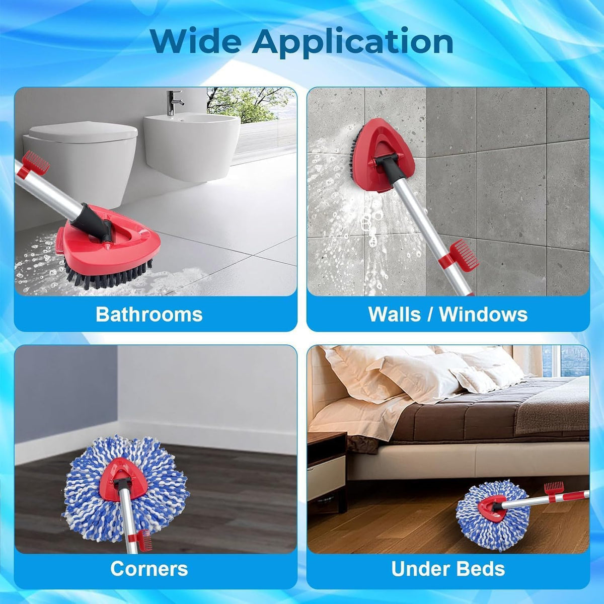 2 Pack Spin Mop Heads Replacement Compatible with O Cedar RinseClean 2 Tank, Upgraded Scrub Brush,4