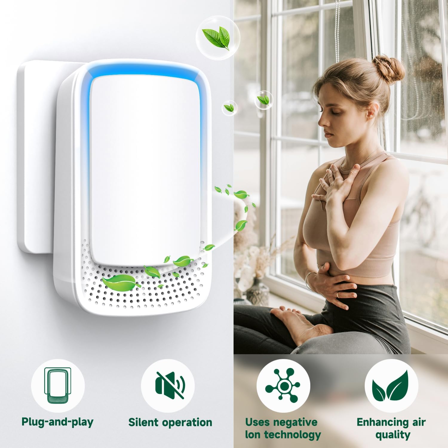 Air Ionizers for Home (3 Pack), Negative Ion Generator, Quiet Air Freshener for Bedroom, Office