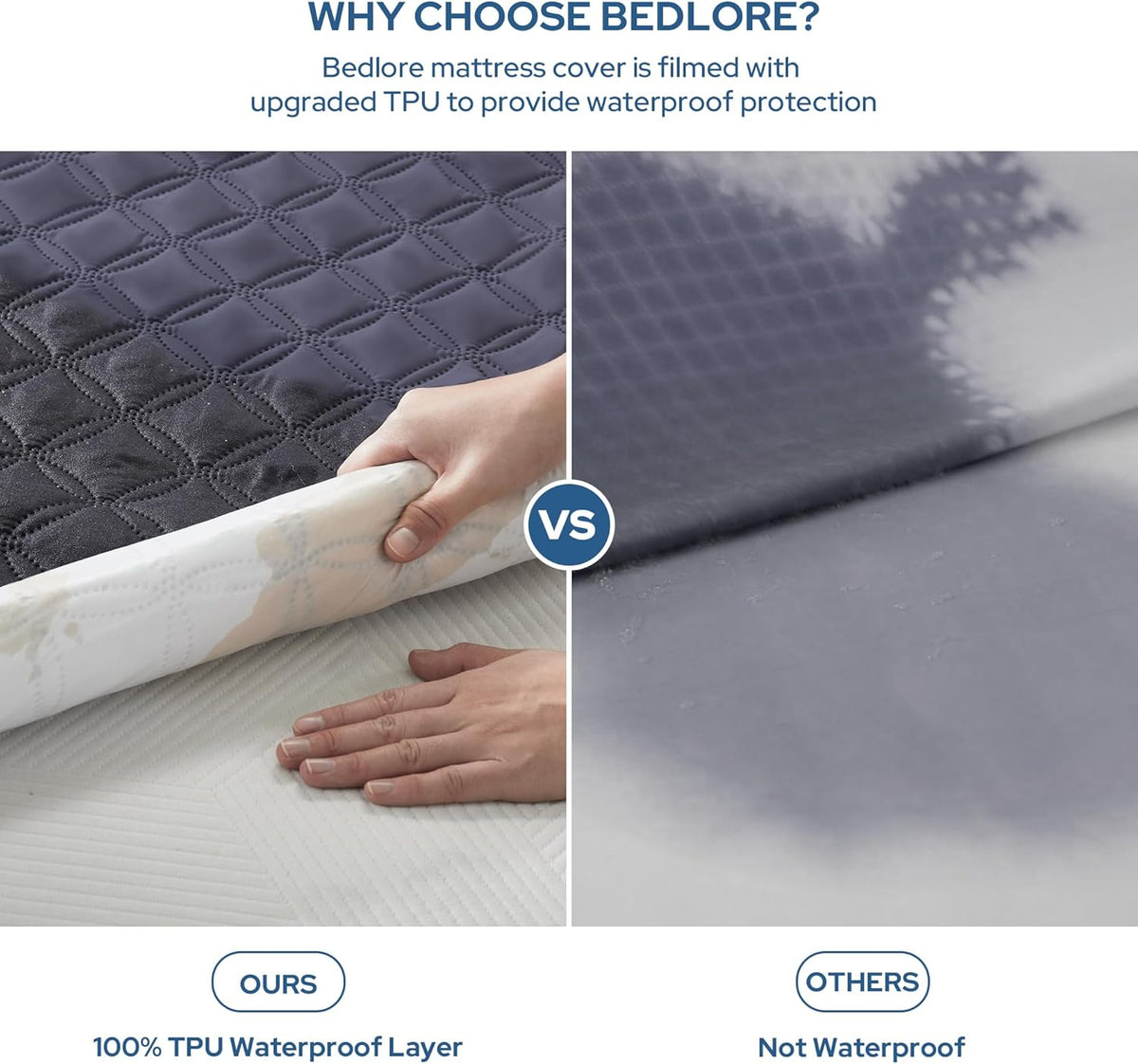 BEDLORE Waterproof Mattress Protector, Twin Size Noiseless Mattress Pad with Deep Pocket 6"-15"