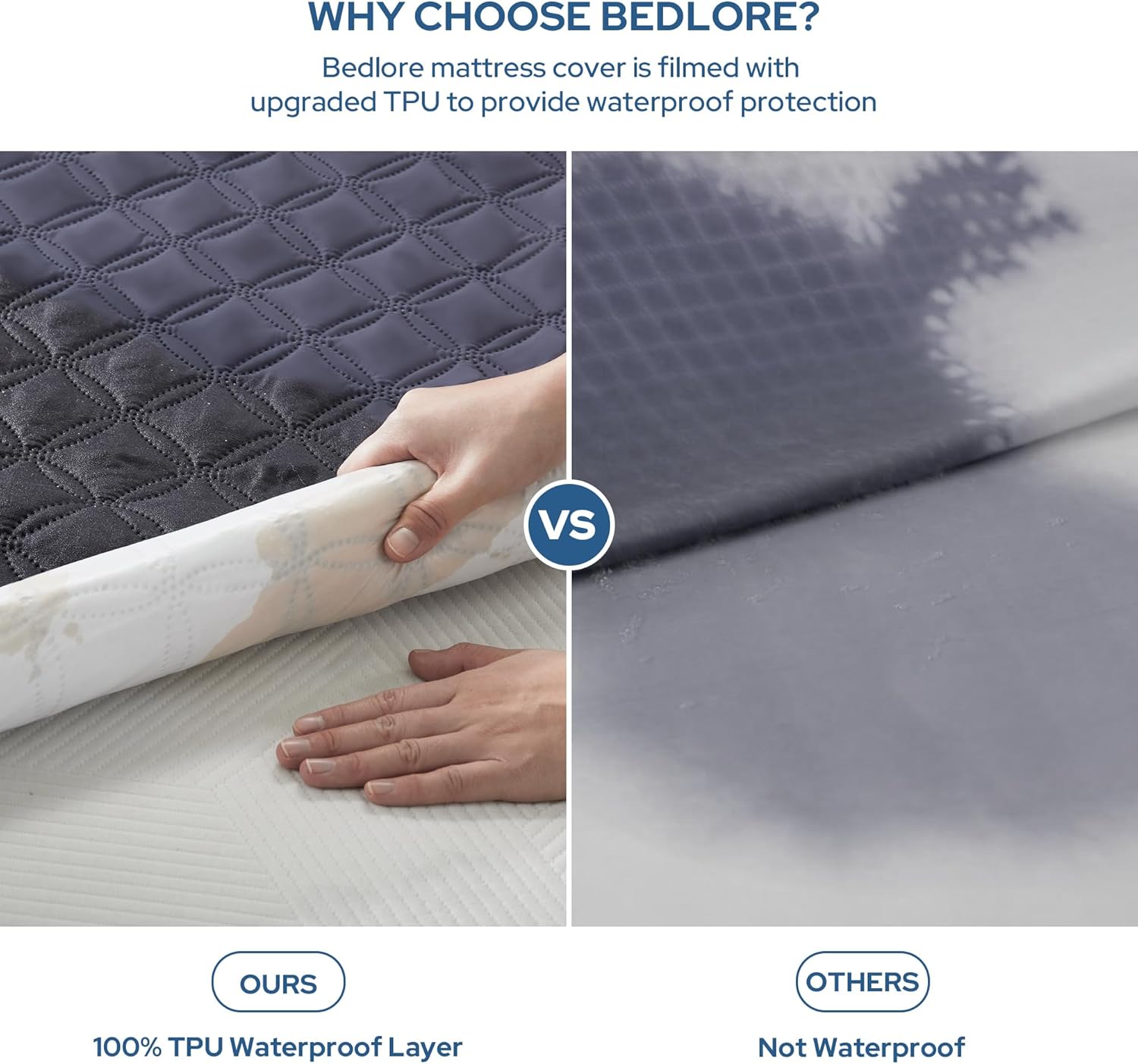 BEDLORE Waterproof Mattress Protector, Queen Size Noiseless Mattress Pad with Deep Pocket 6"-18"