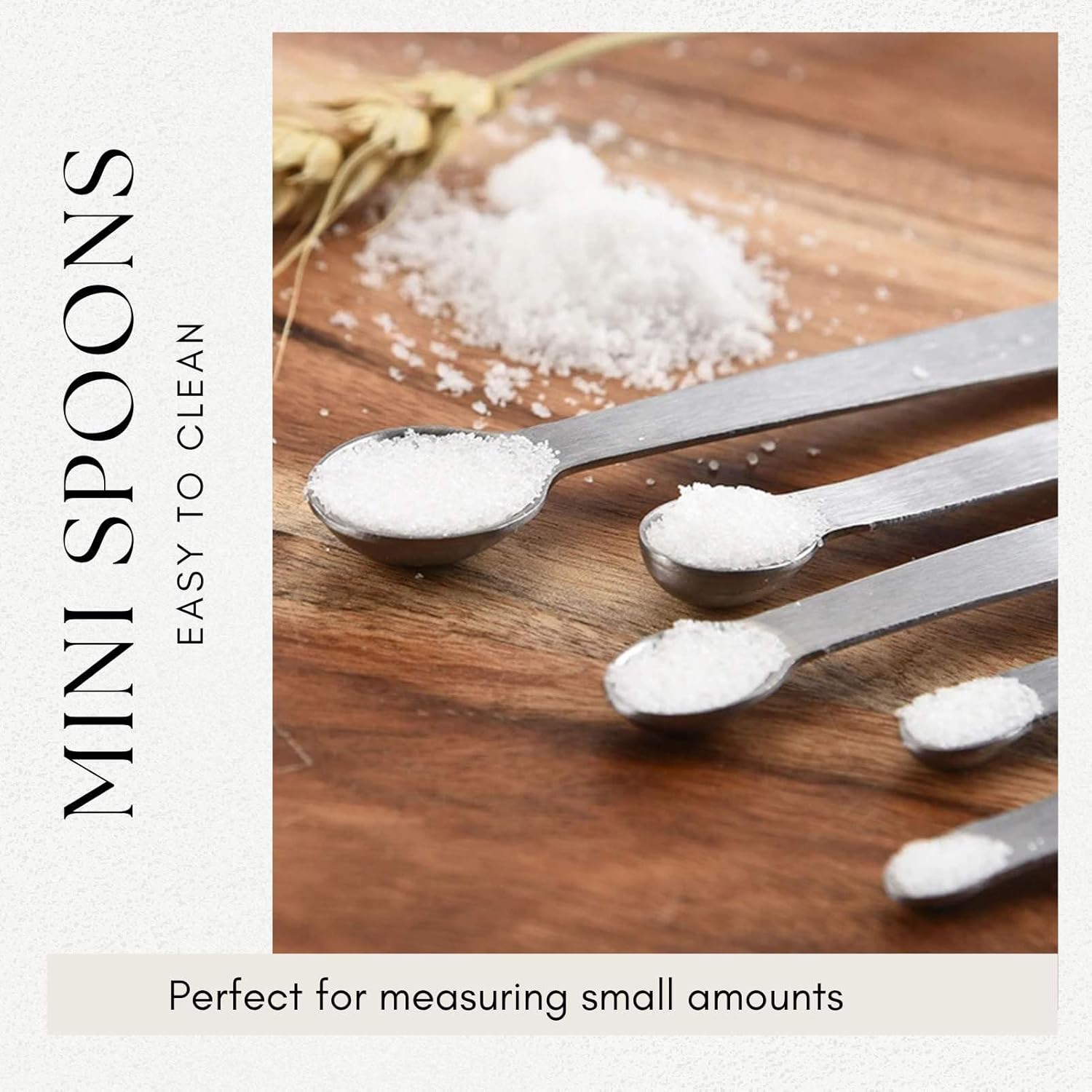 5Pcs Teaspoon Measuring Spoons, 1/4 tsp, 1/8 tsp, 1/16 tsp, 1/32 tsp, 1/64 tsp Metal Measuring