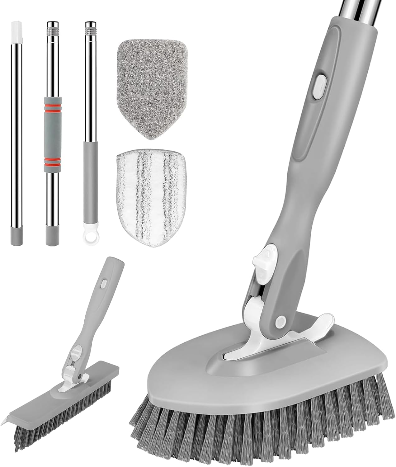 SetSail 4-in-1 Tile Tub Floor Scrubber with 52-inch Long Adjustable Handle Shower Cleaner Brush