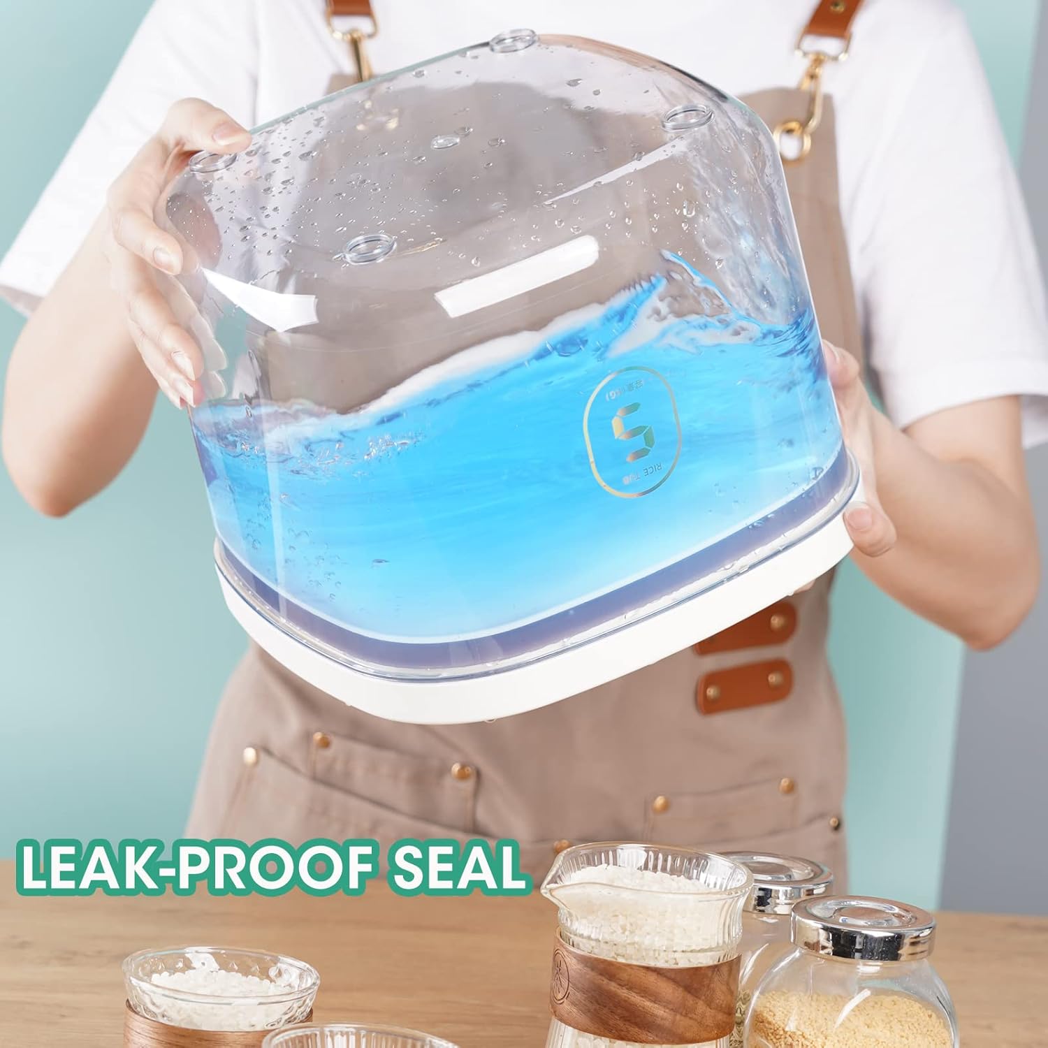 Airtight Rice Container 10 Lbs, Clear Plastic Food Storage Container Bin For Flour Sugar, Dry Food
