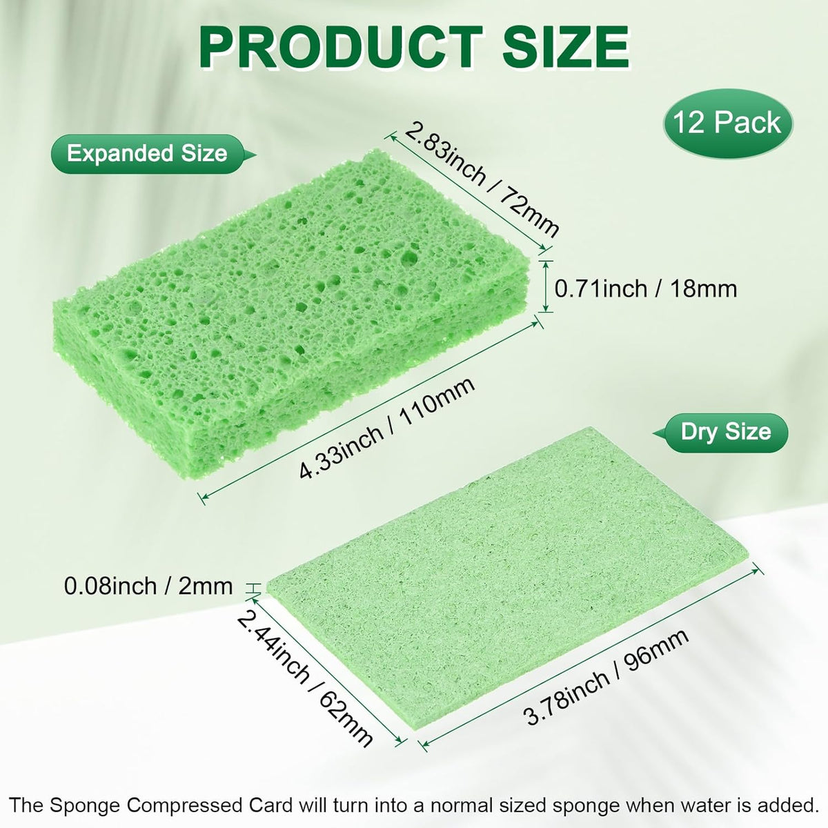 12-Pack Kitchen Sponges, Condense Eco Cellulose Non-Scratch Scrub Heavy Sponge for