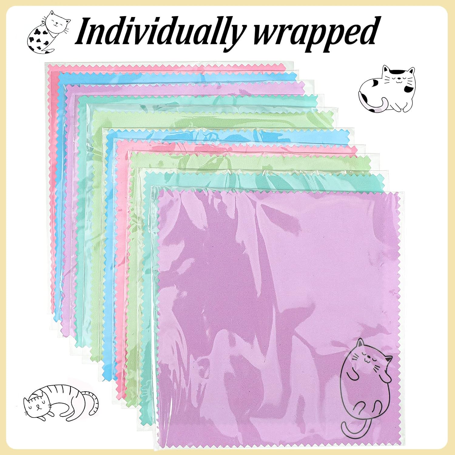 Sinmoe 20 Pcs Microfiber Cleaning Cloth Cute Kitty Cat Design Microfiber Cloth Gift Soft Multicolor