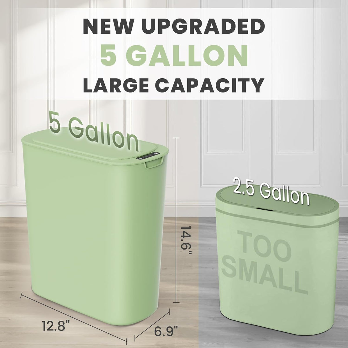 Cesun Motion Sensor Trash Can, 5 Gallon Automatic Bathroom Garbage Can with Lid, Touchless Smart